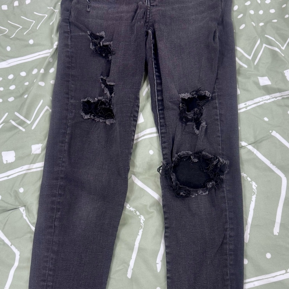 American Eagle Outfitters Charcoal Distressed Skinny Jeans